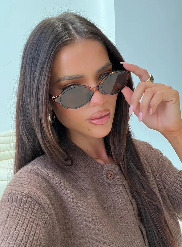 Timely Sunglasses Brown / Tort sold by Princess Polly
