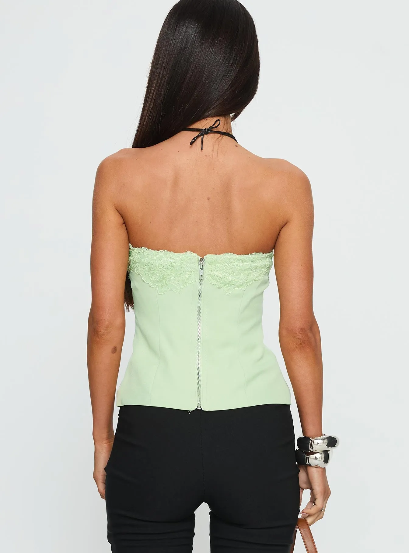 Ettore Lace Trim Strapless Top Sage sold by Princess Polly product image thumbnail 4