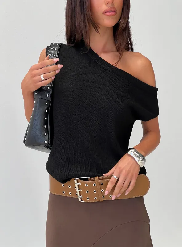 Ashfield Off Shoulder Top Black sold by Princess Polly