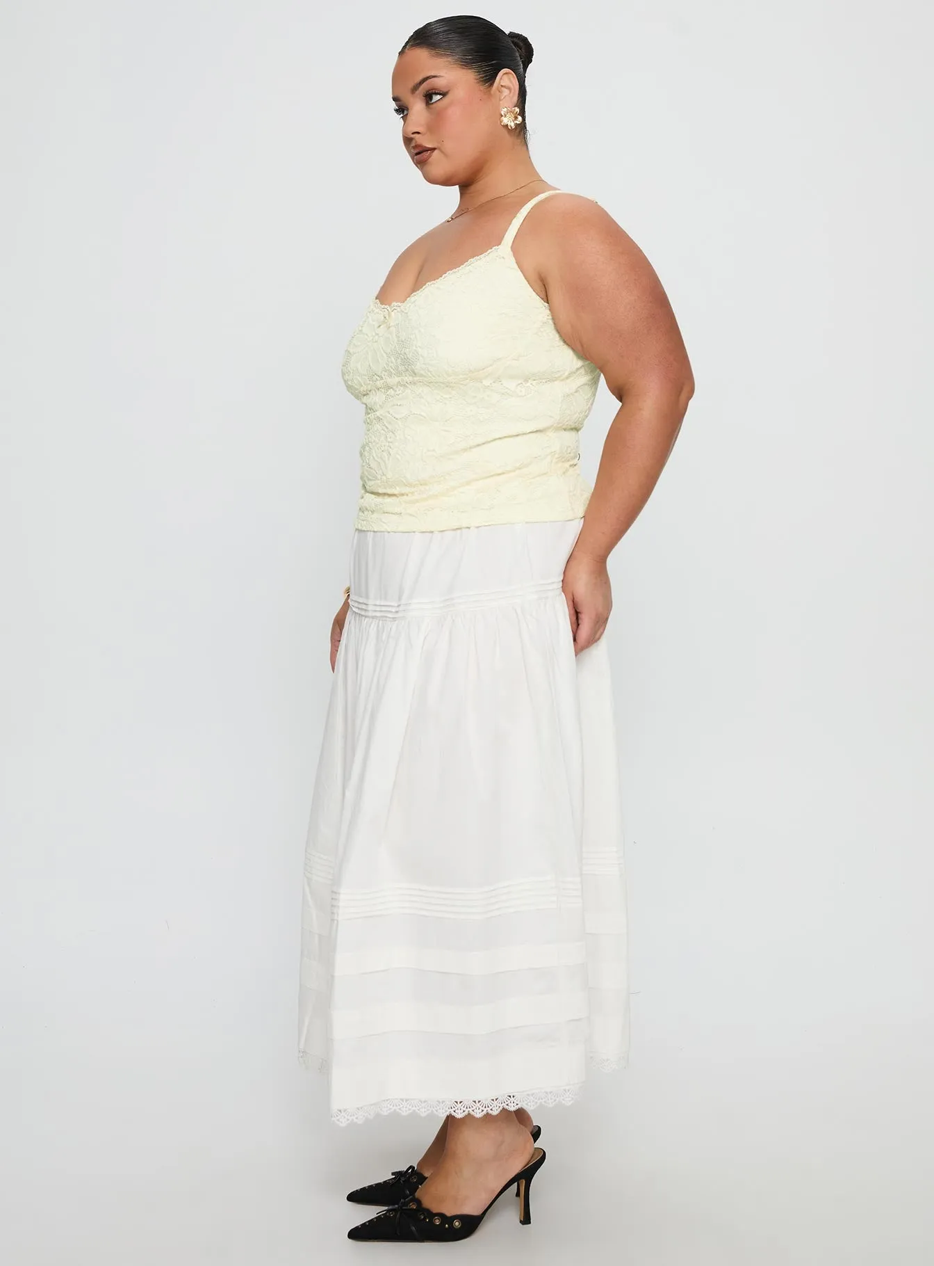 Calling For You Flowy Maxi Skirt White Curve sold by Princess Polly product image thumbnail 4