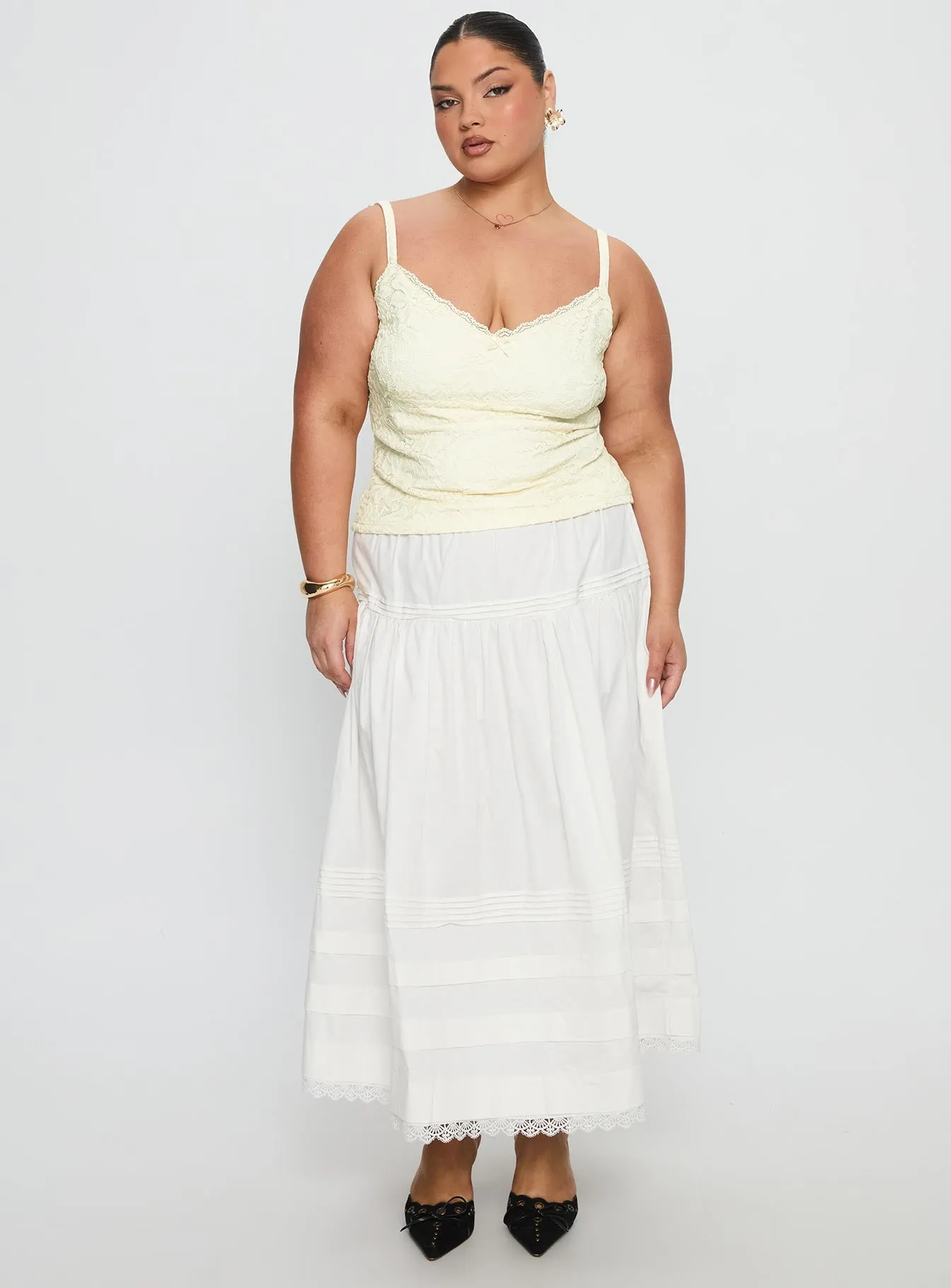 Calling For You Flowy Maxi Skirt White Curve sold by Princess Polly product image thumbnail 2