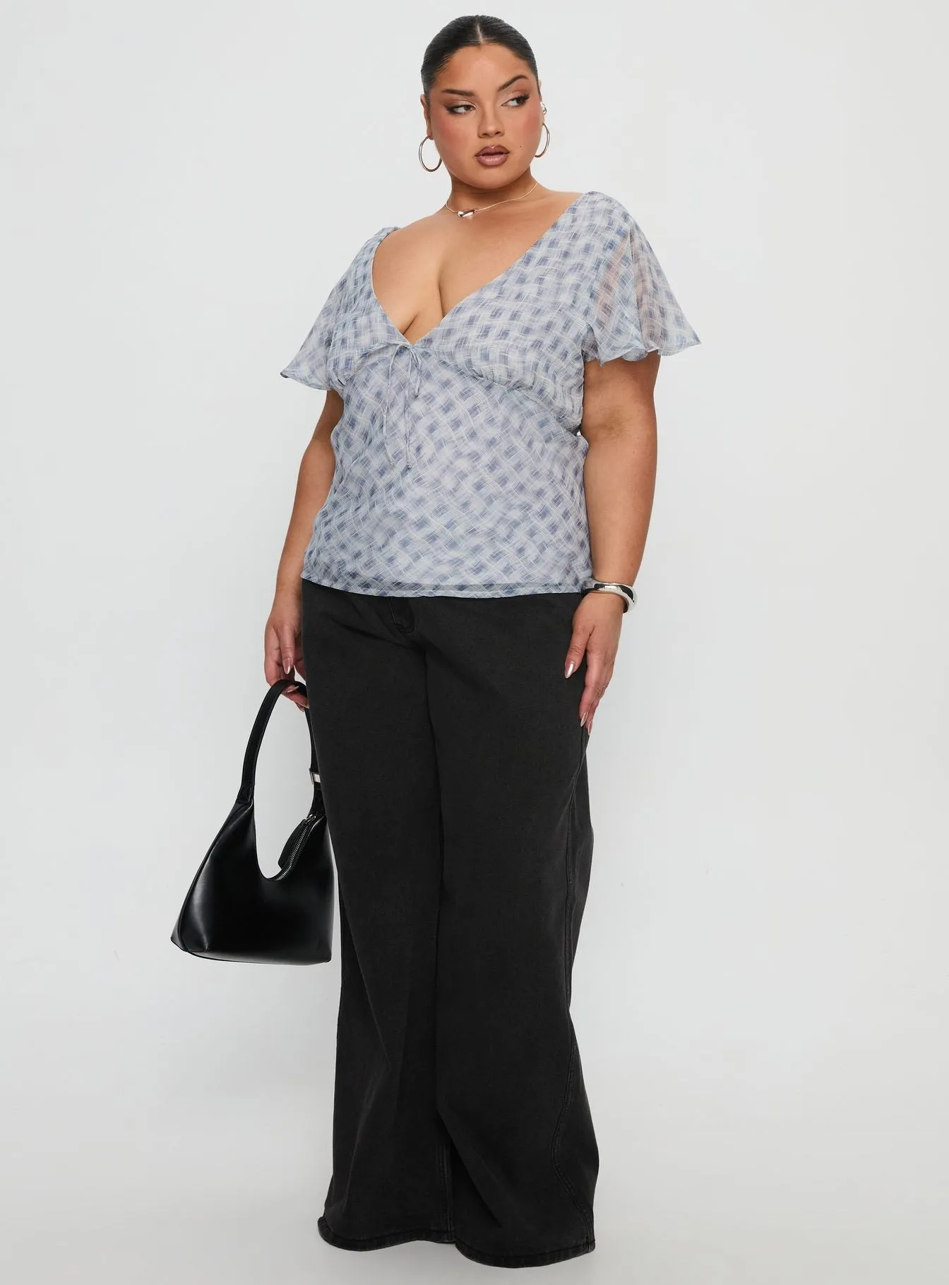 My Last Love Top Blue Check Curve sold by Princess Polly product image thumbnail 2