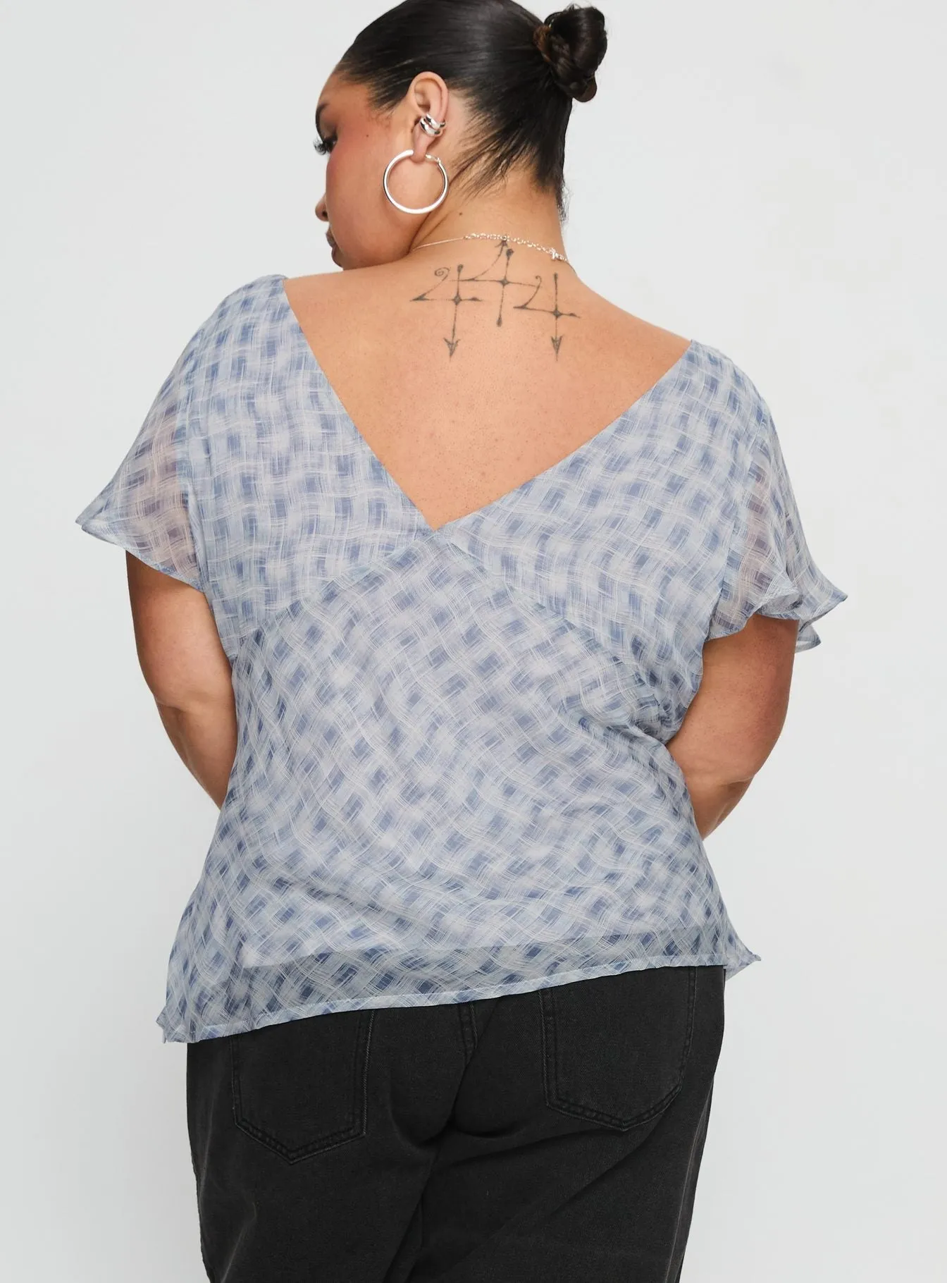 My Last Love Top Blue Check Curve sold by Princess Polly product image thumbnail 4