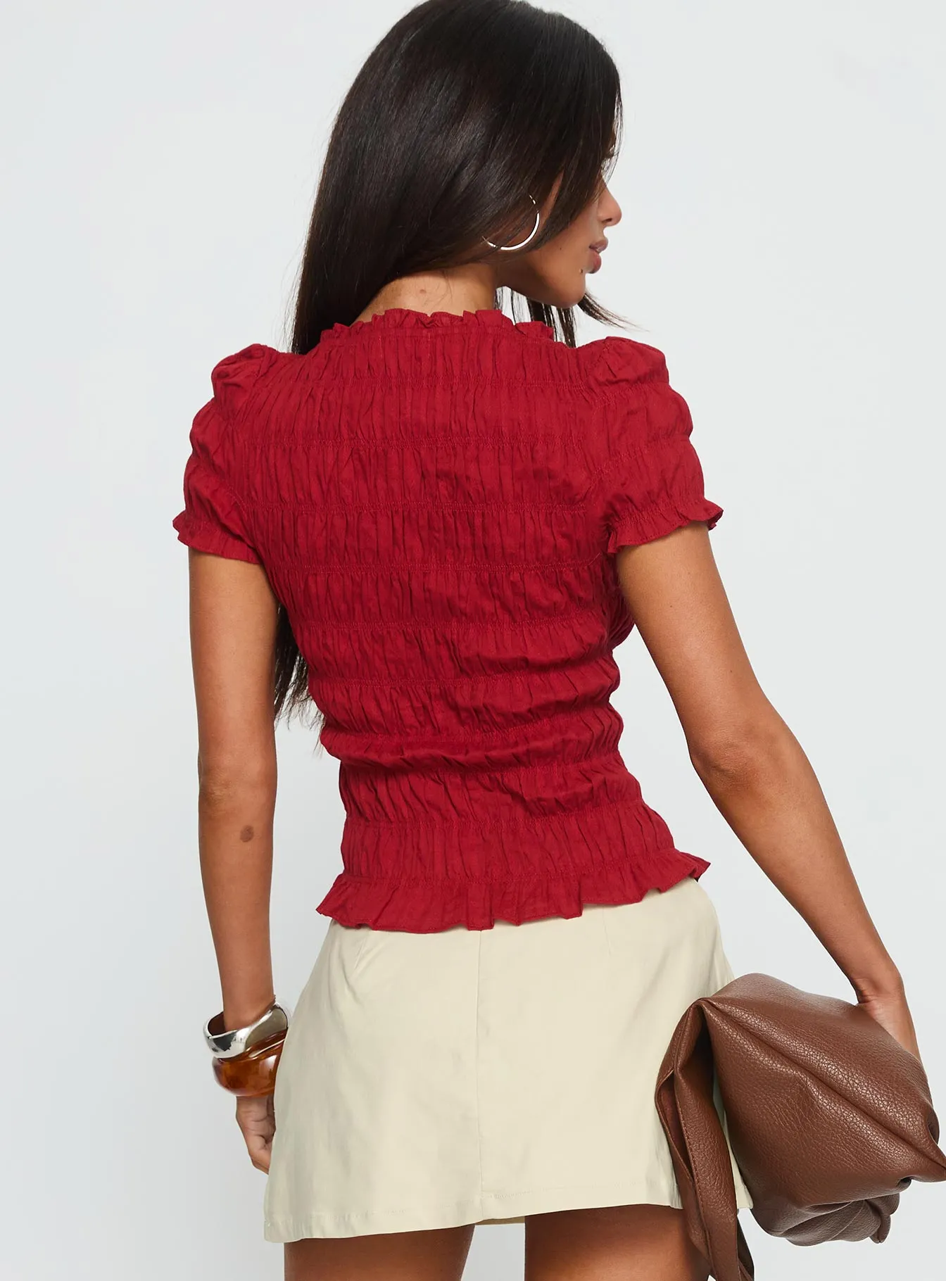 Romelle Shirred Top Red sold by Princess Polly product image thumbnail 4