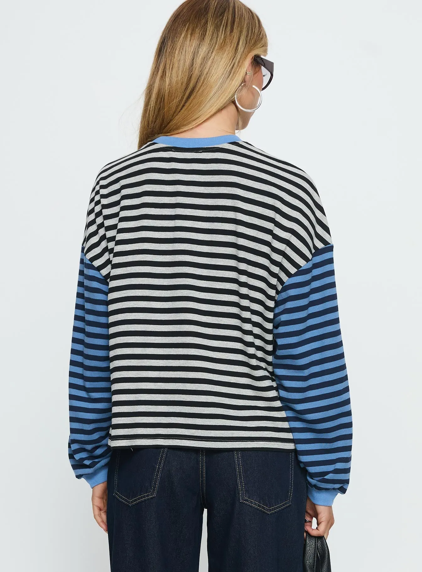 Taysha Long Sleeve Top Black / Grey Stripe sold by Princess Polly product image thumbnail 5