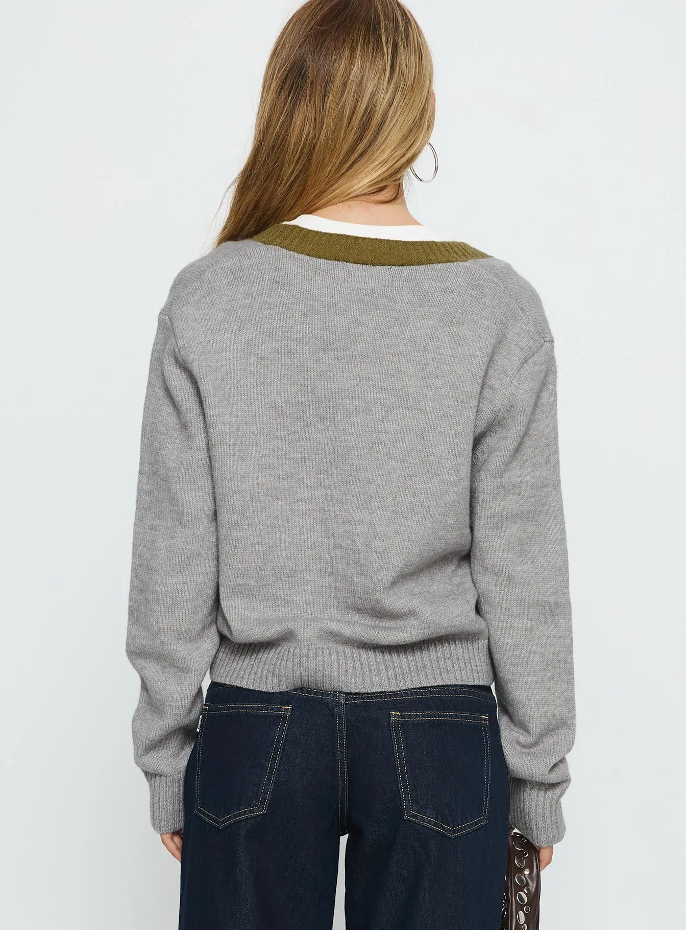 Atira Contrast Knit Cardigan Grey sold by Princess Polly product image thumbnail 4