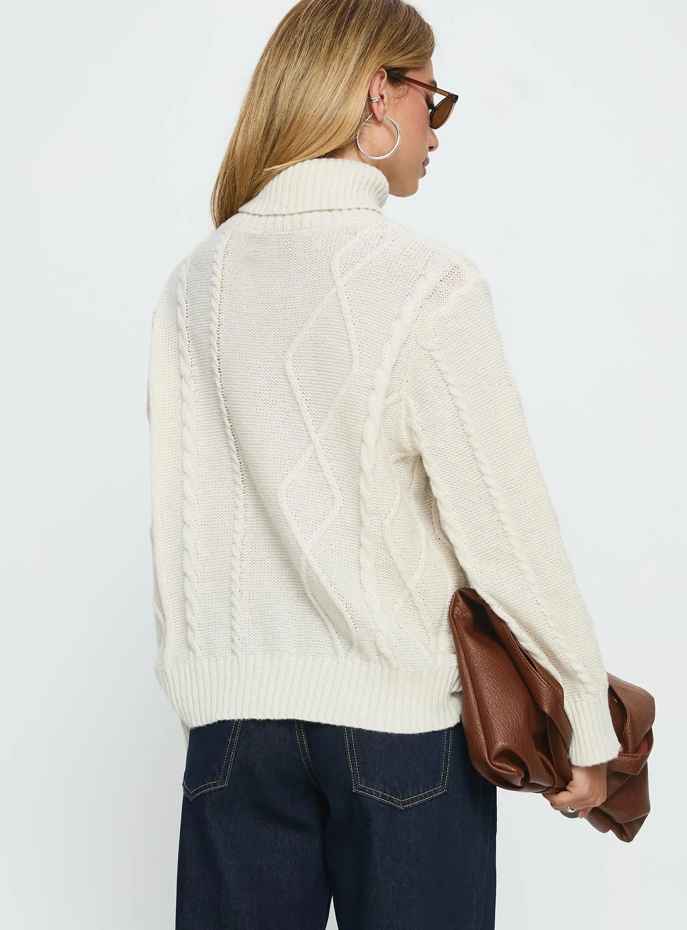 Tarynne Cable Knit Turtle Neck Sweater Beige sold by Princess Polly product image thumbnail 5