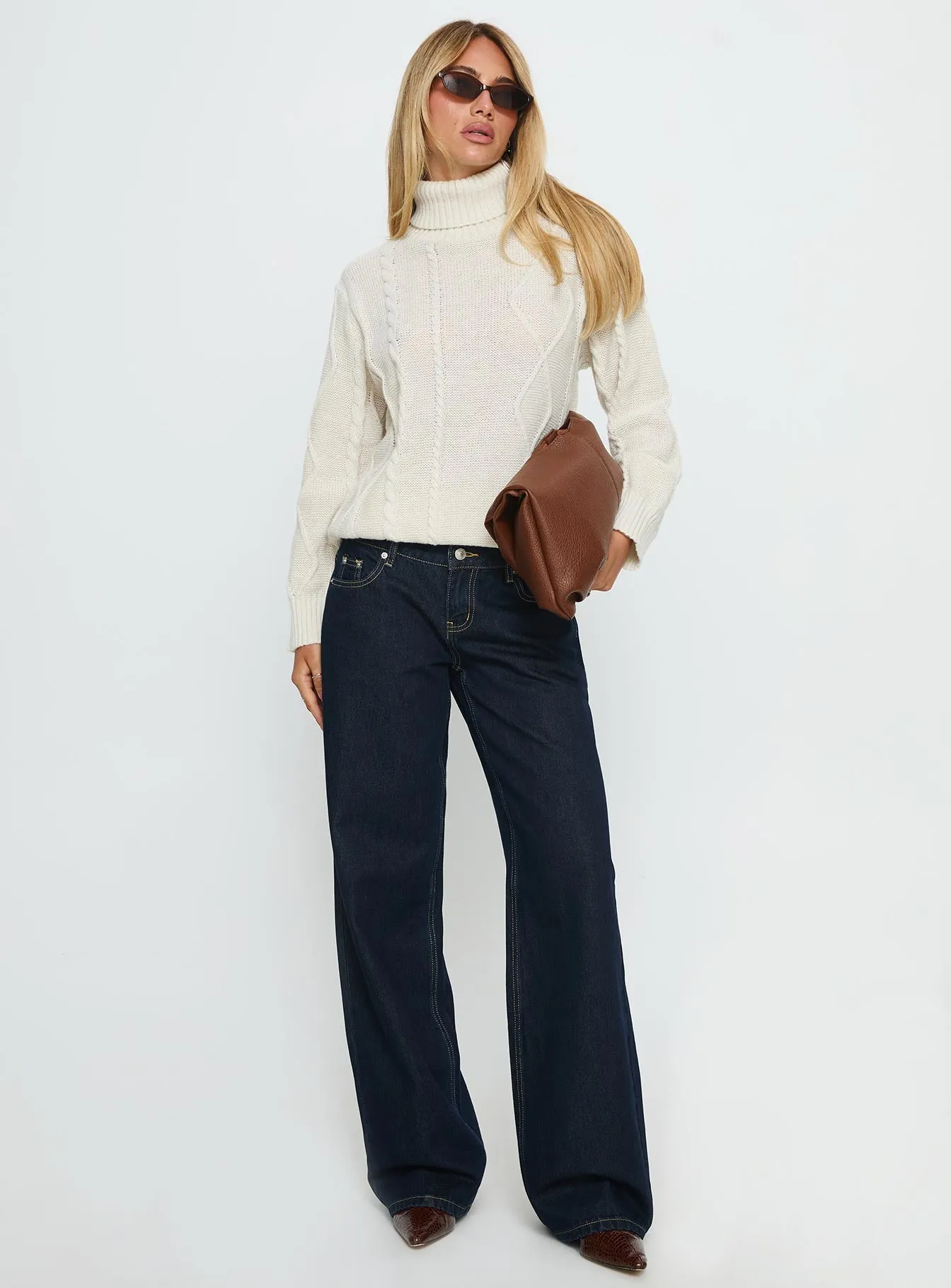 Tarynne Cable Knit Turtle Neck Sweater Beige sold by Princess Polly product image thumbnail 3