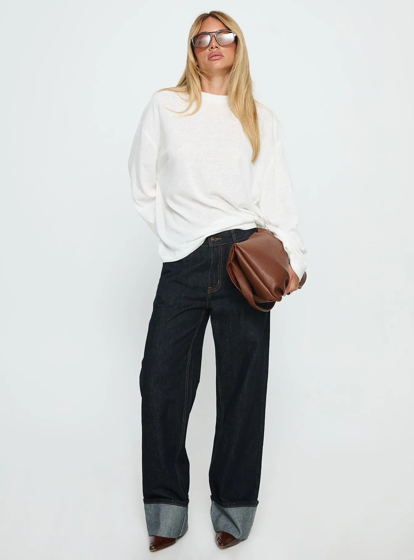 Zaydee Oversized Long Sleeve Top White sold by Princess Polly product image thumbnail 3