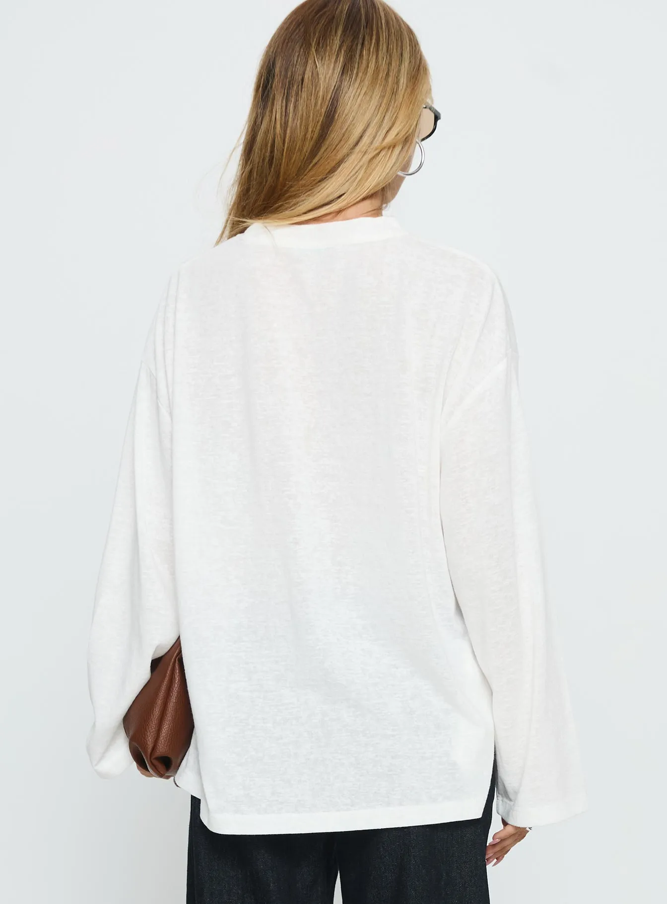 Zaydee Oversized Long Sleeve Top White sold by Princess Polly product image thumbnail 5