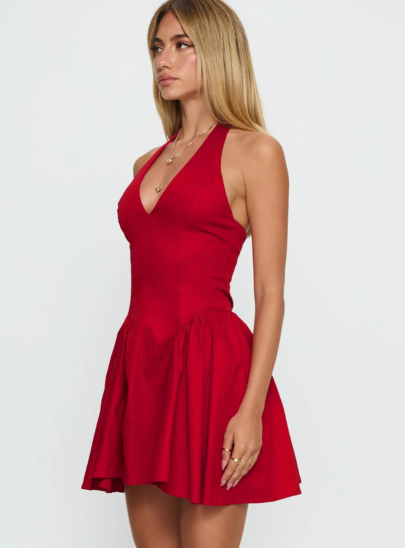 Karisse Halter Mini Dress Red sold by Princess Polly product image thumbnail 4