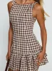 Kolbie Boat Neck Frill Mini Dress Brown Gingham sold by Princess Polly