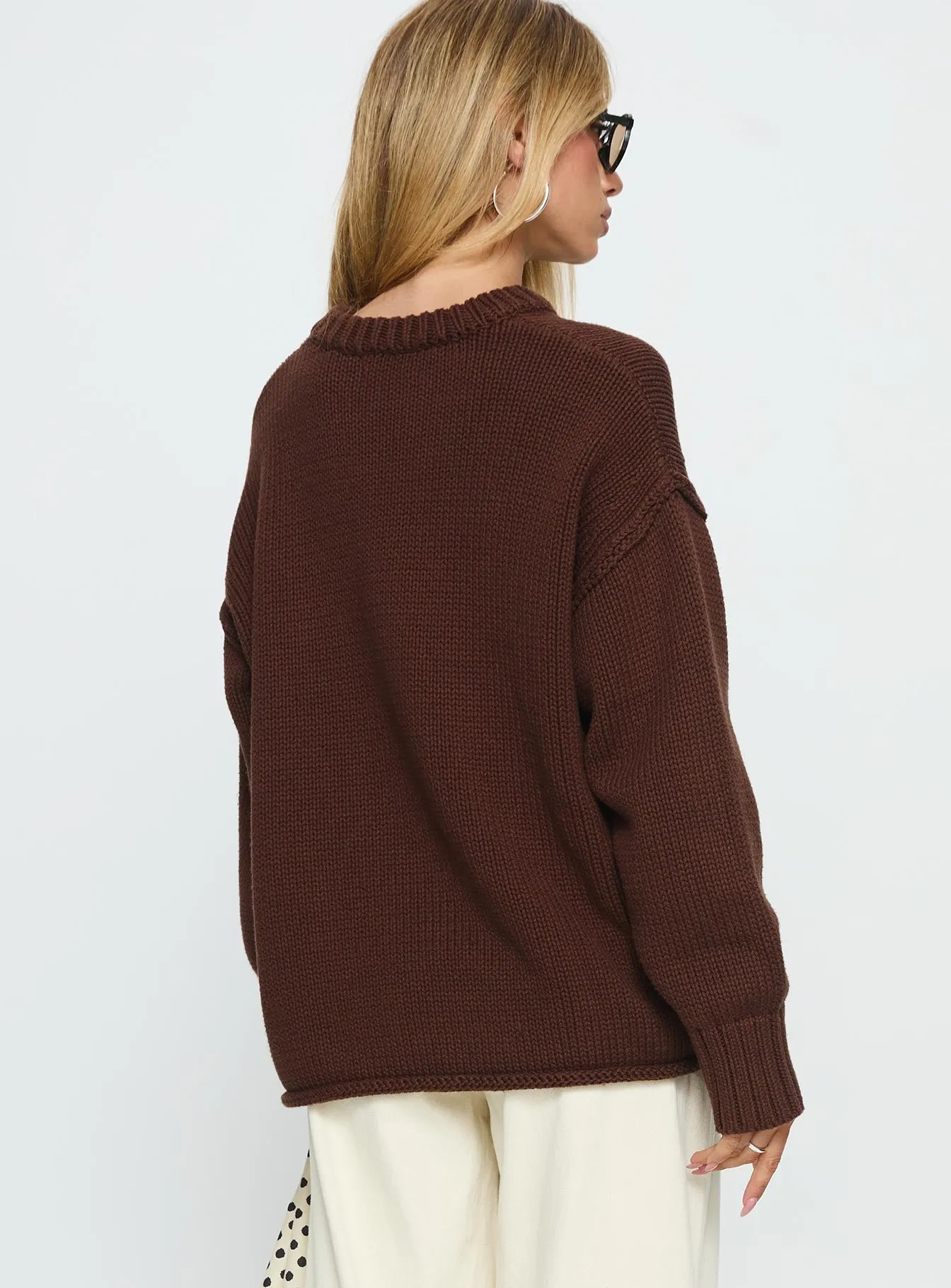 Wilda Crew Neck Knit Sweater Brown sold by Princess Polly product image thumbnail 4