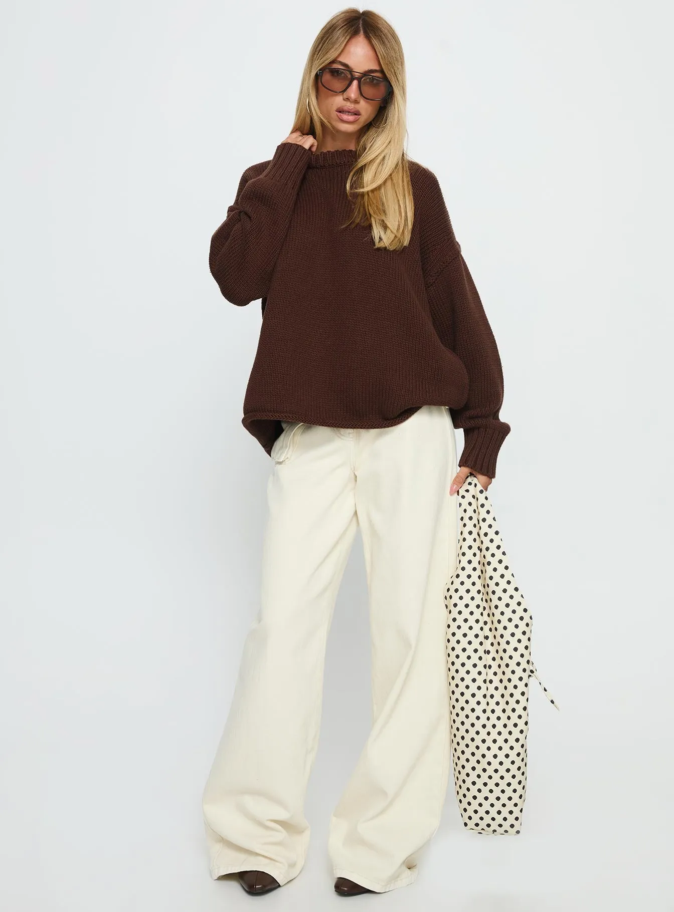 Wilda Crew Neck Knit Sweater Brown sold by Princess Polly product image thumbnail 2