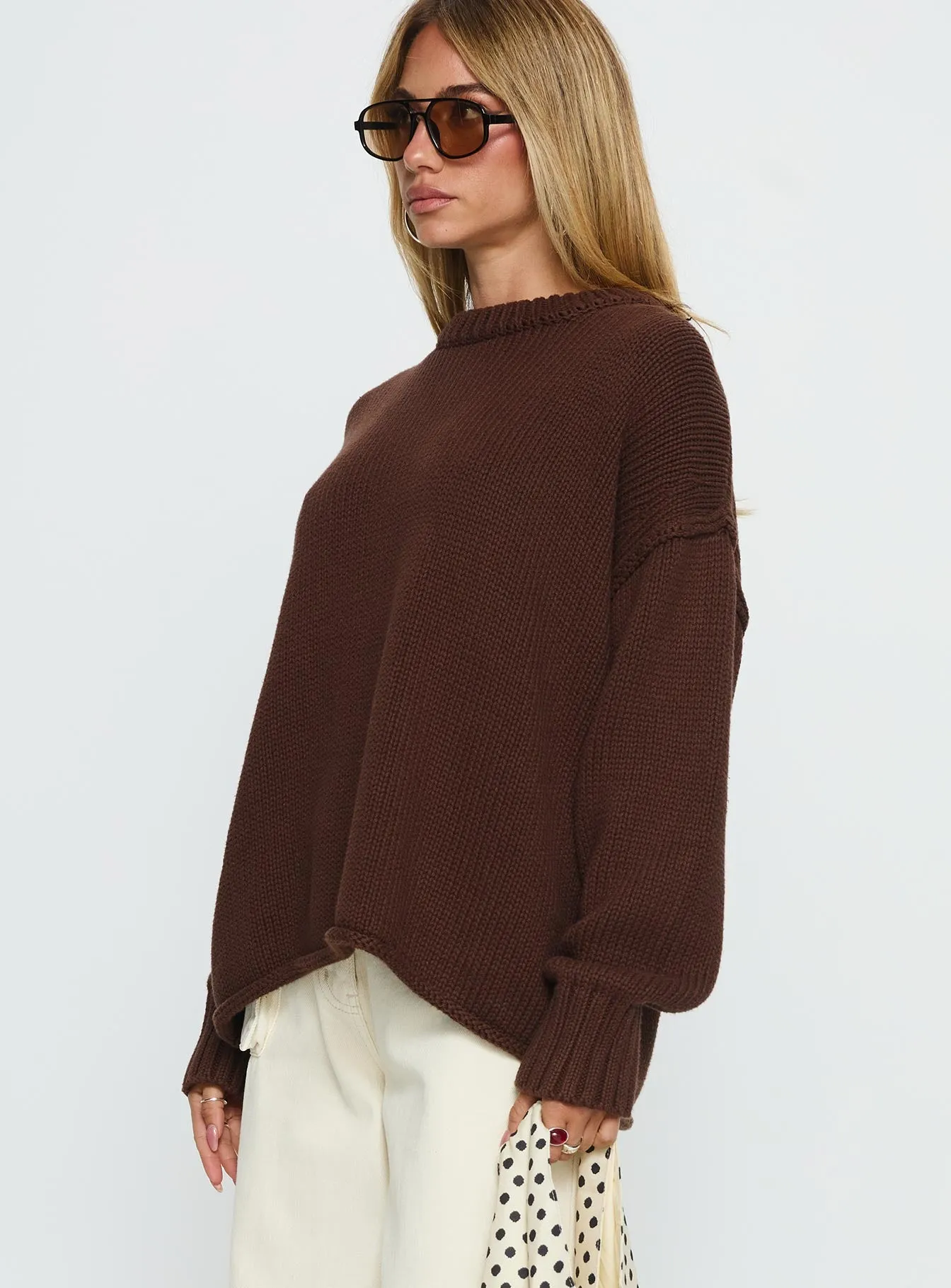 Wilda Crew Neck Knit Sweater Brown sold by Princess Polly product image thumbnail 3