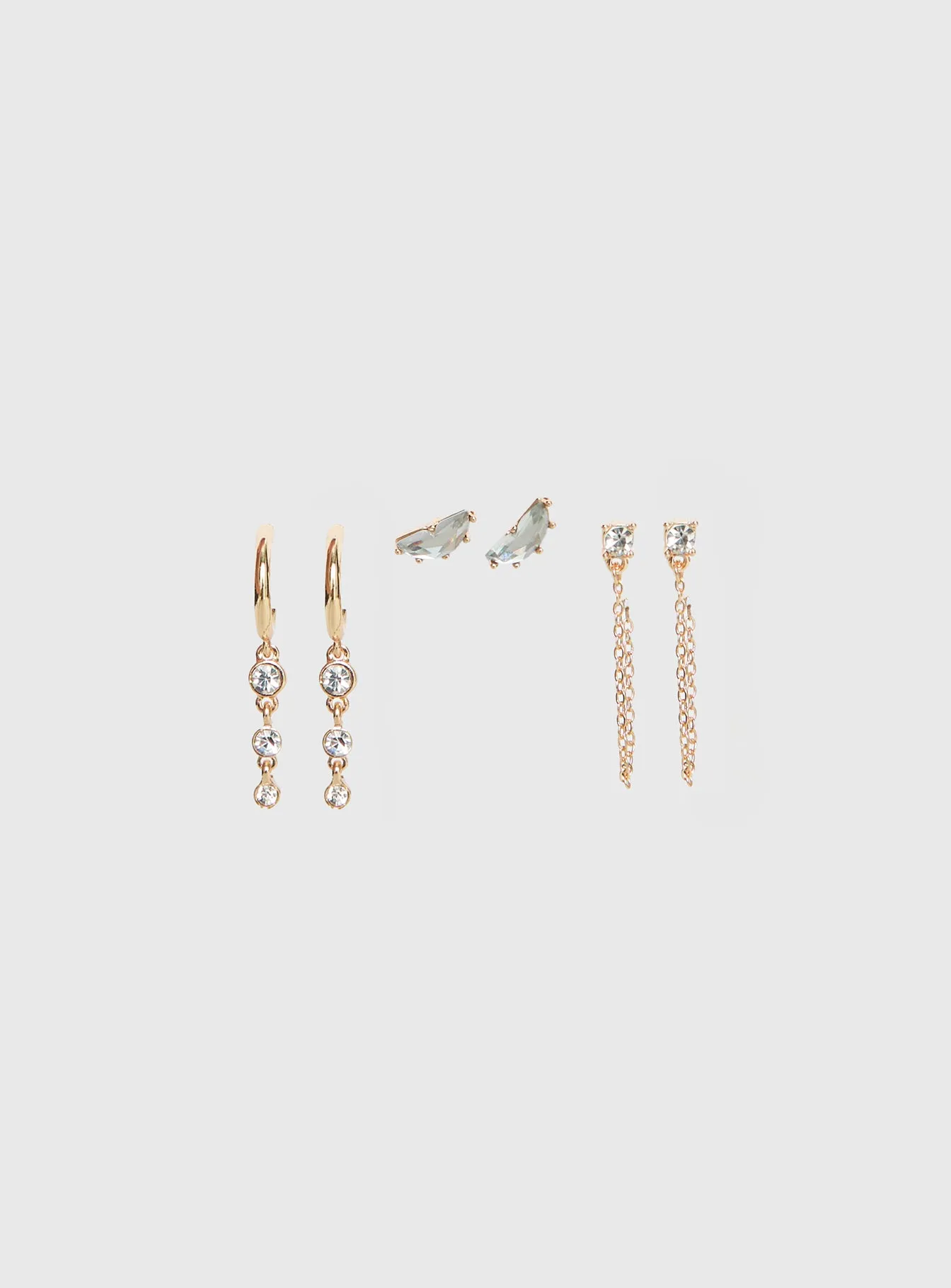 Think Later Diamante Earring Pack Gold sold by Princess Polly product image thumbnail 2