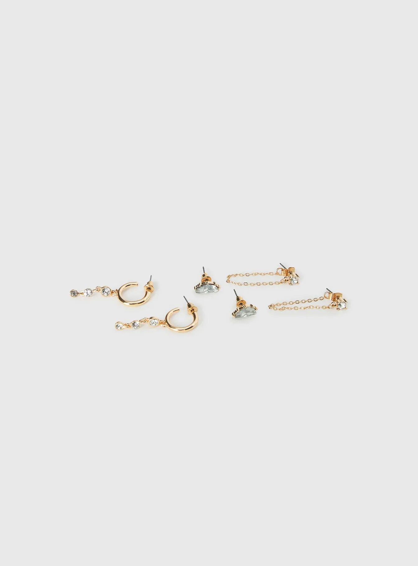 Think Later Diamante Earring Pack Gold sold by Princess Polly product image thumbnail 3
