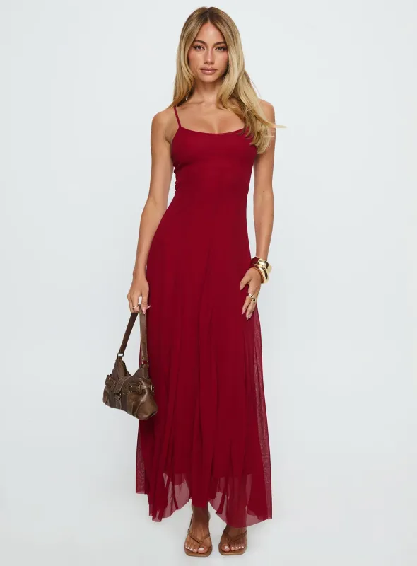 Janeira Pleat Maxi Dress Red sold by Princess Polly