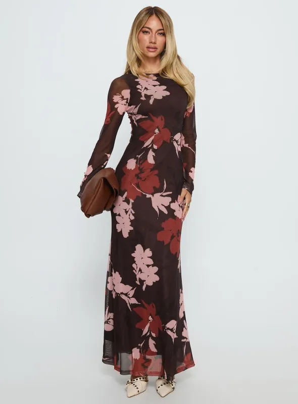 Istefania Long Sleeve Maxi Dress Multi sold by Princess Polly