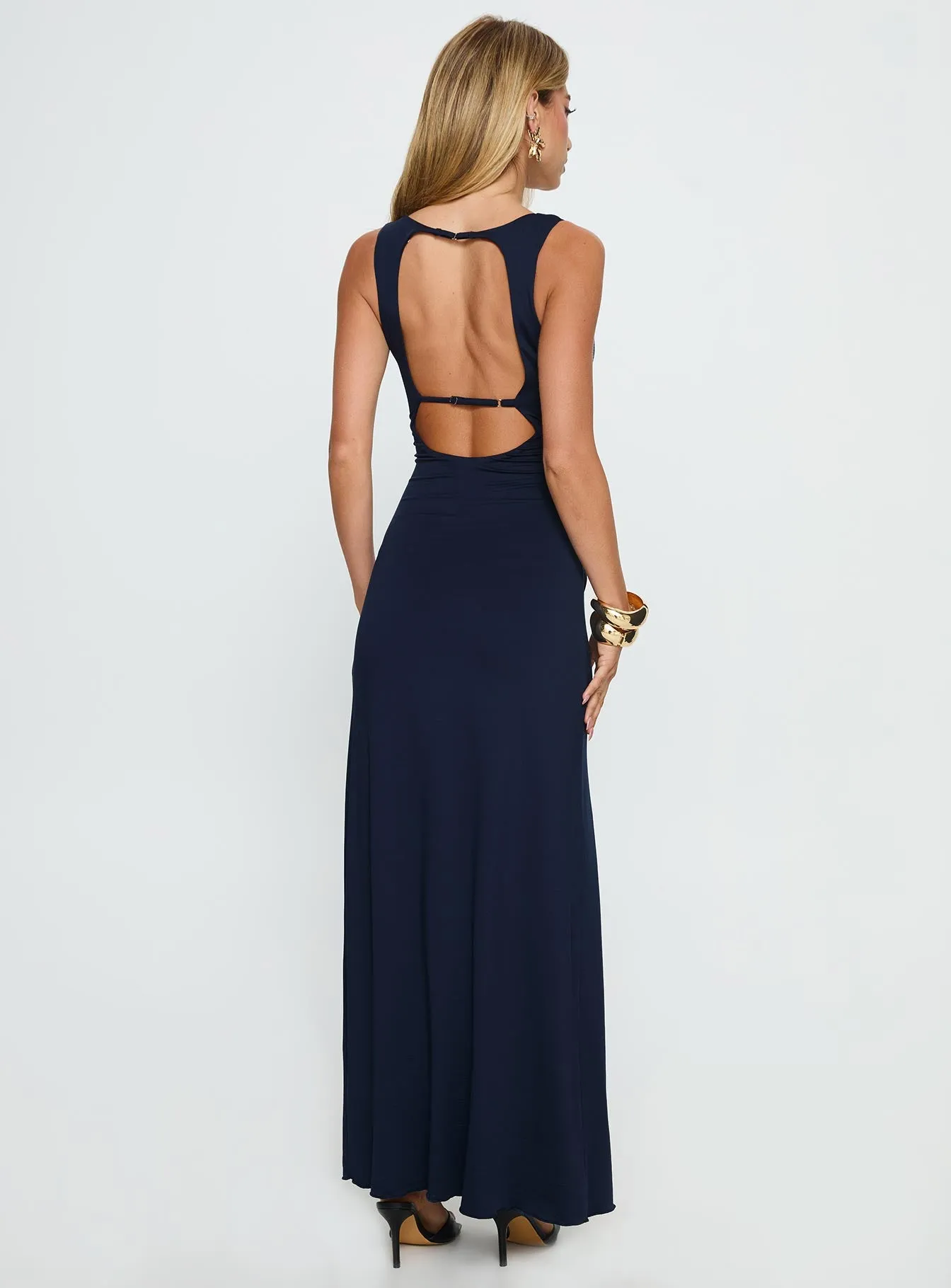 Frederica Plunge Maxi Dress Navy sold by Princess Polly product image thumbnail 4