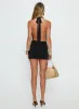 Chiara Plunge Drape Mini Dress Black sold by Princess Polly