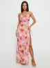 Sibellah Beaded Cowl Neck Maxi Dress Pink Multi sold by Princess Polly