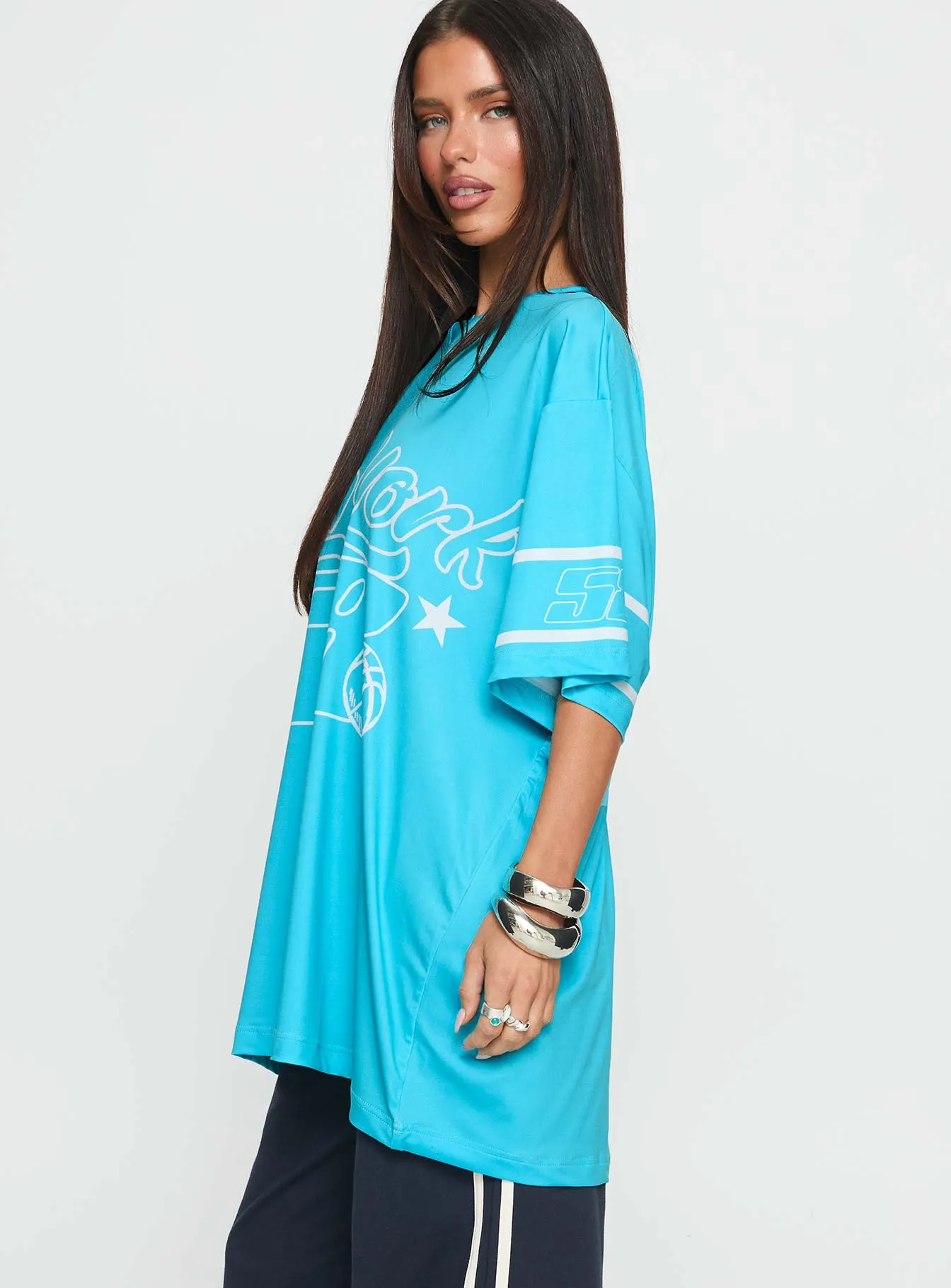 New Yorker 58 Oversized Graphic Jersey Tee Blue sold by Princess Polly product image thumbnail 3