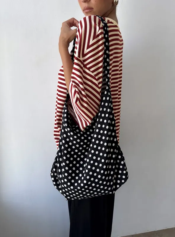 Tempting Tote Bag Black Polka sold by Princess Polly