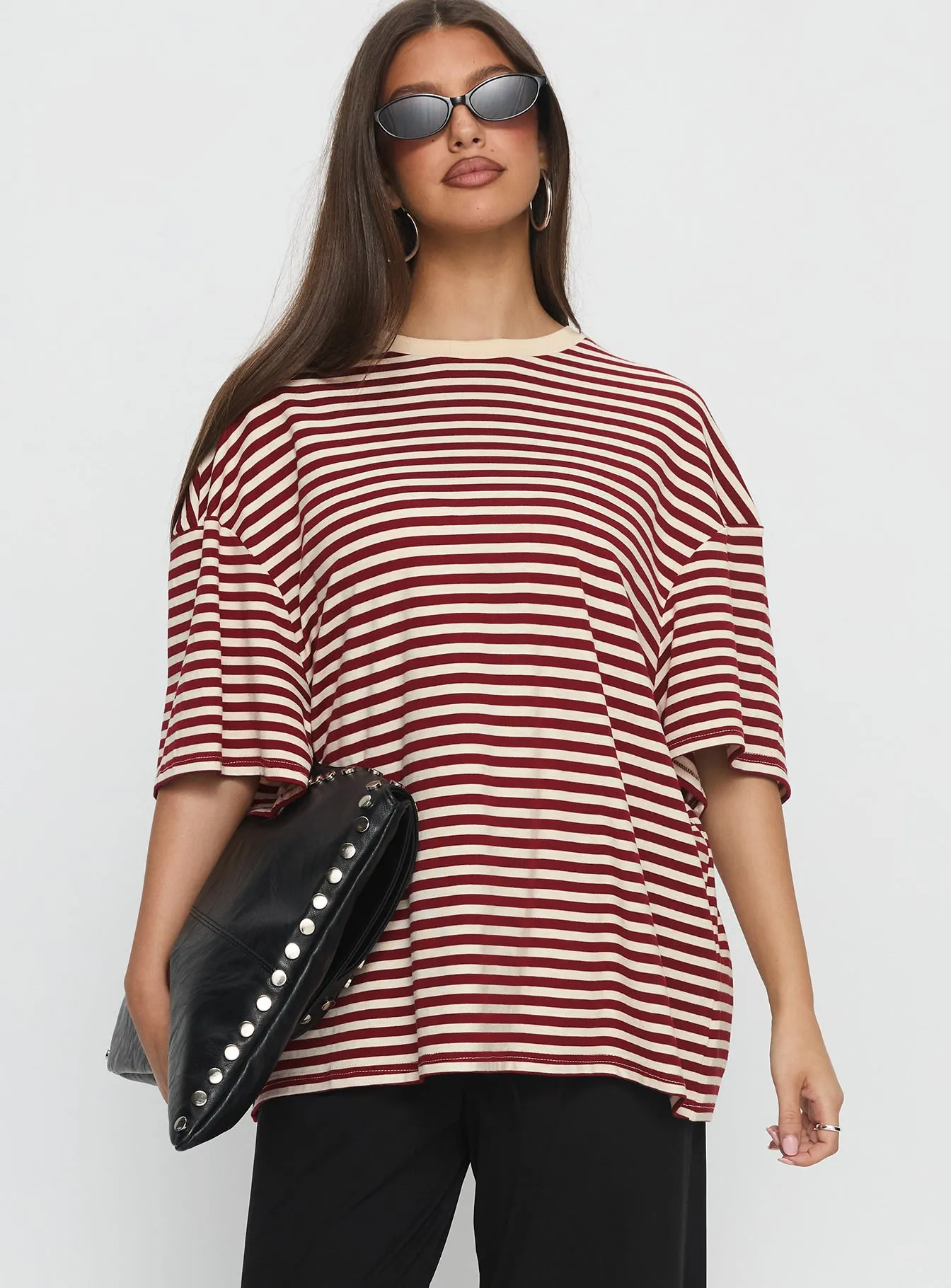 Kieryn Oversized Top Red Stripe sold by Princess Polly product image thumbnail 2