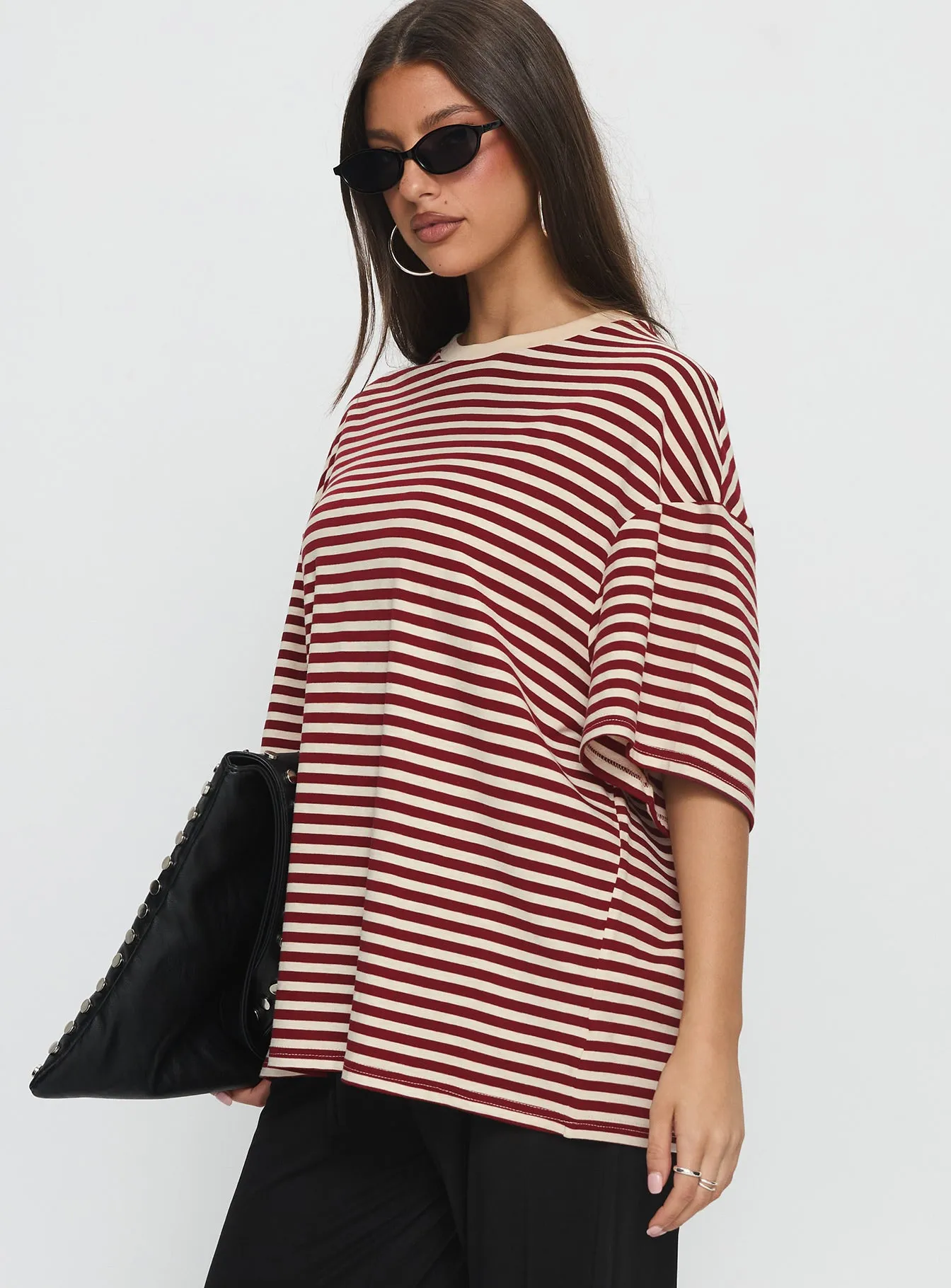 Kieryn Oversized Top Red Stripe sold by Princess Polly product image thumbnail 4