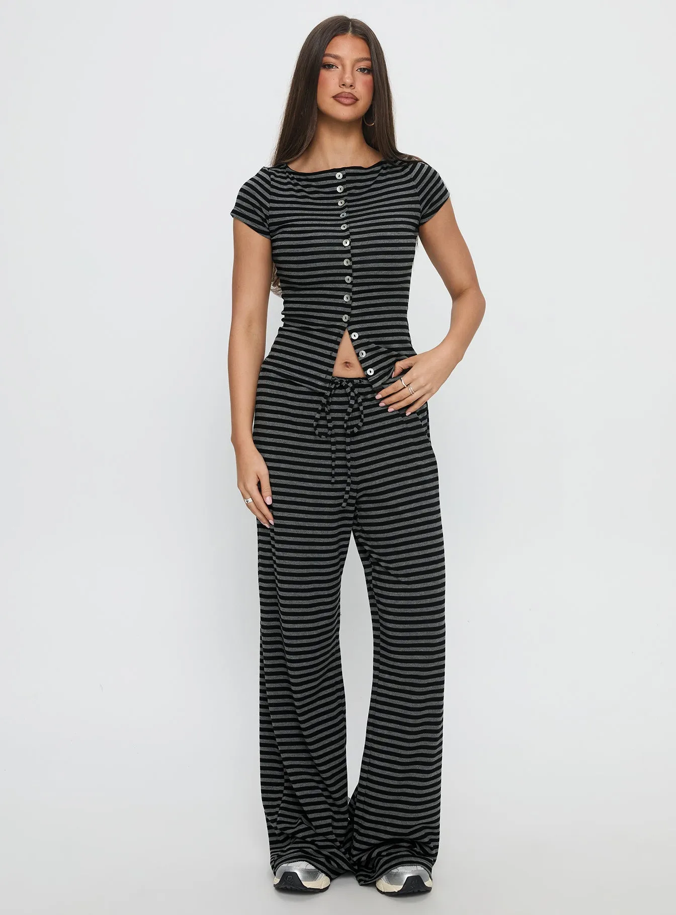 Gavrielle Jersey Wide Leg Pants Stripe sold by Princess Polly product image thumbnail 3