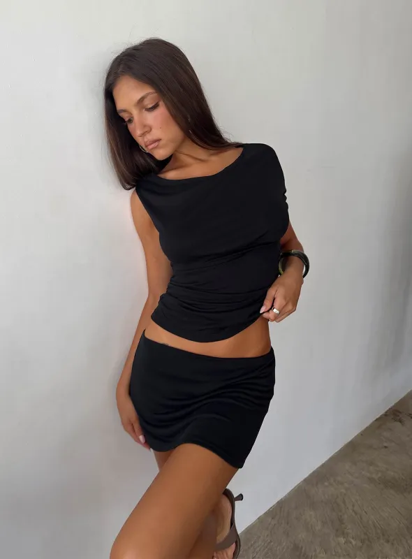 Brennah Jersey Mini Skort Black sold by Princess Polly