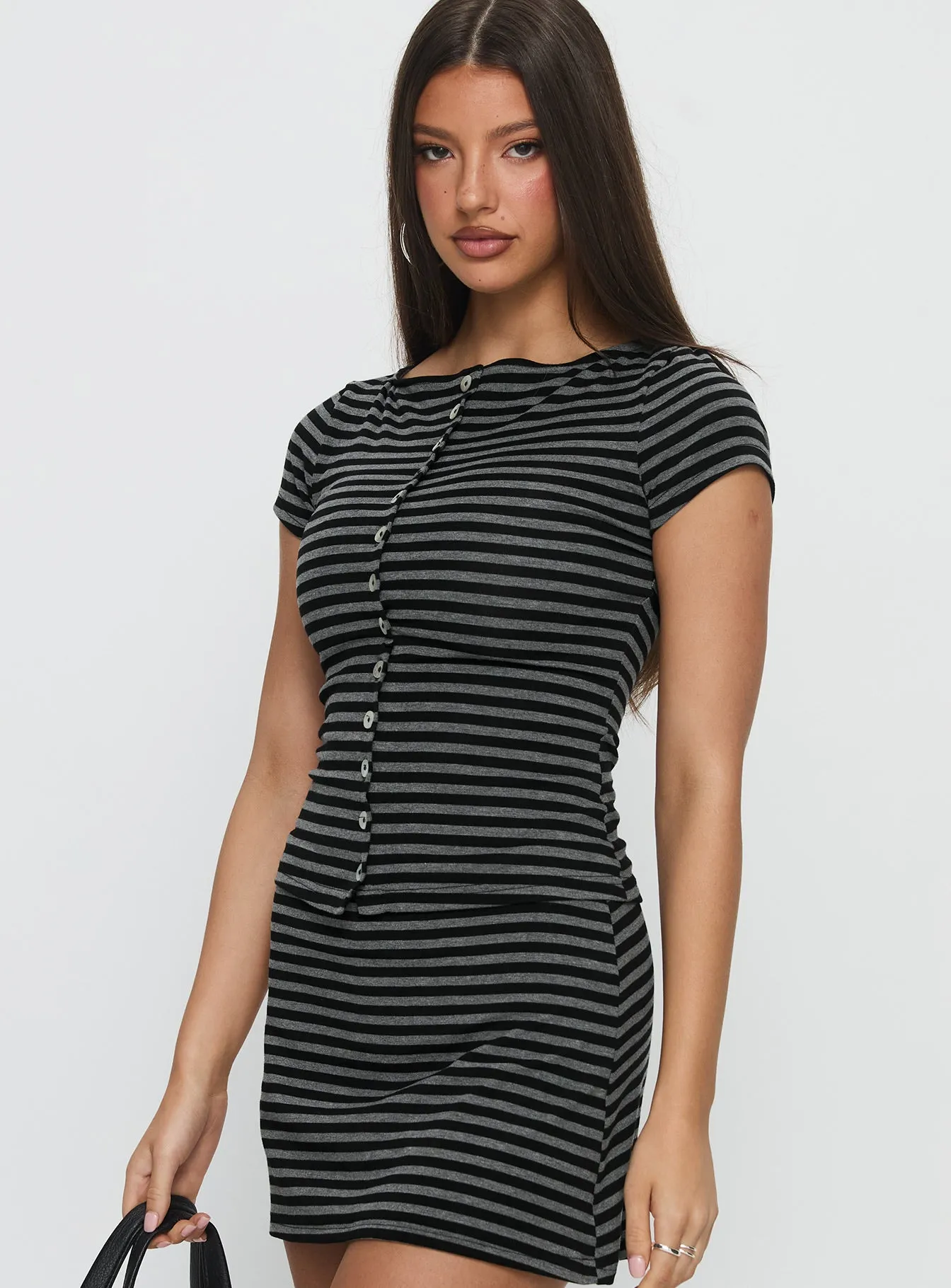 Angellina Jersey Button Down Top Stripe sold by Princess Polly product image thumbnail 4