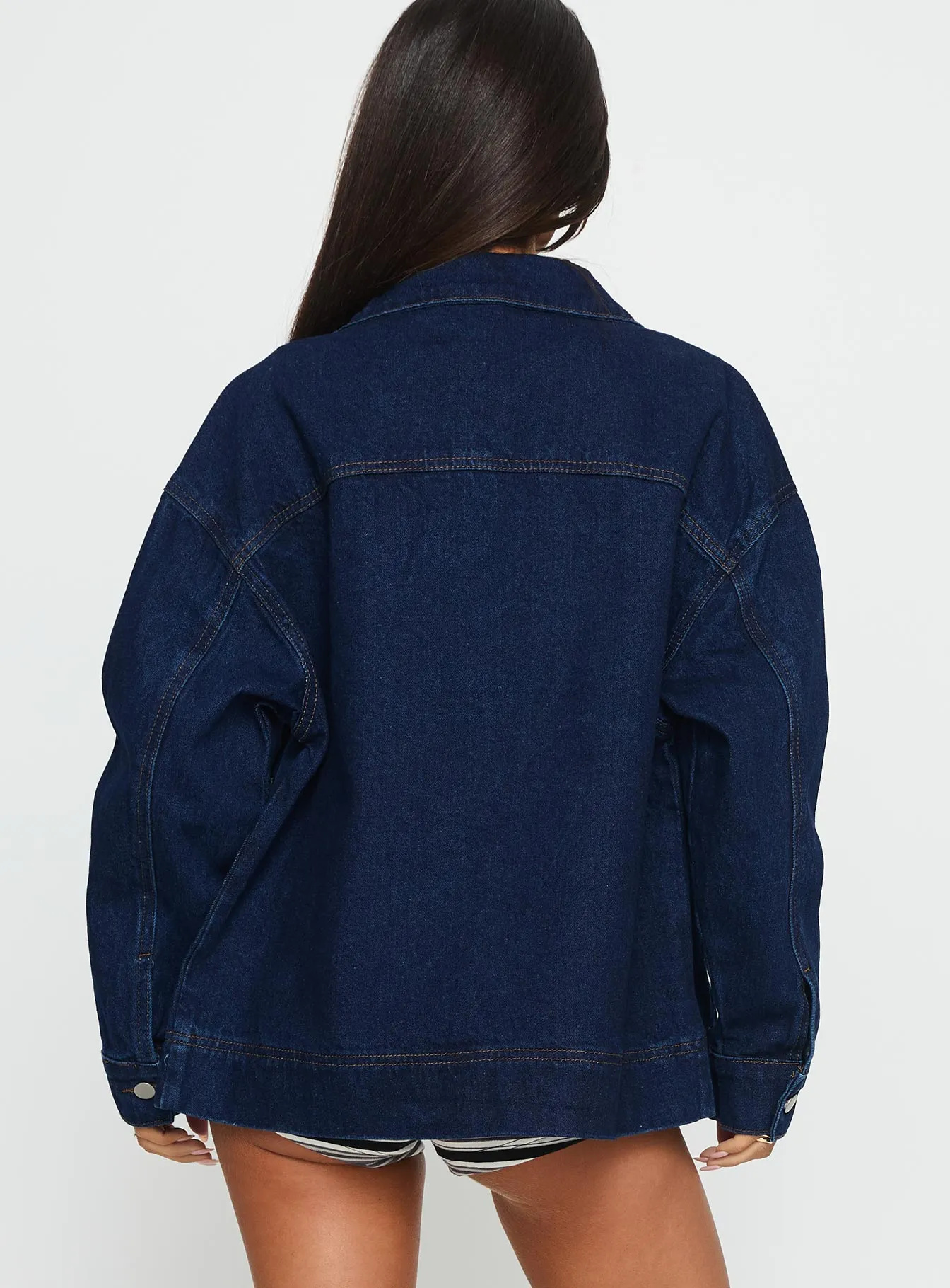 Goldsmith Denim Bomber Jacket Dark Wash sold by Princess Polly product image thumbnail 4