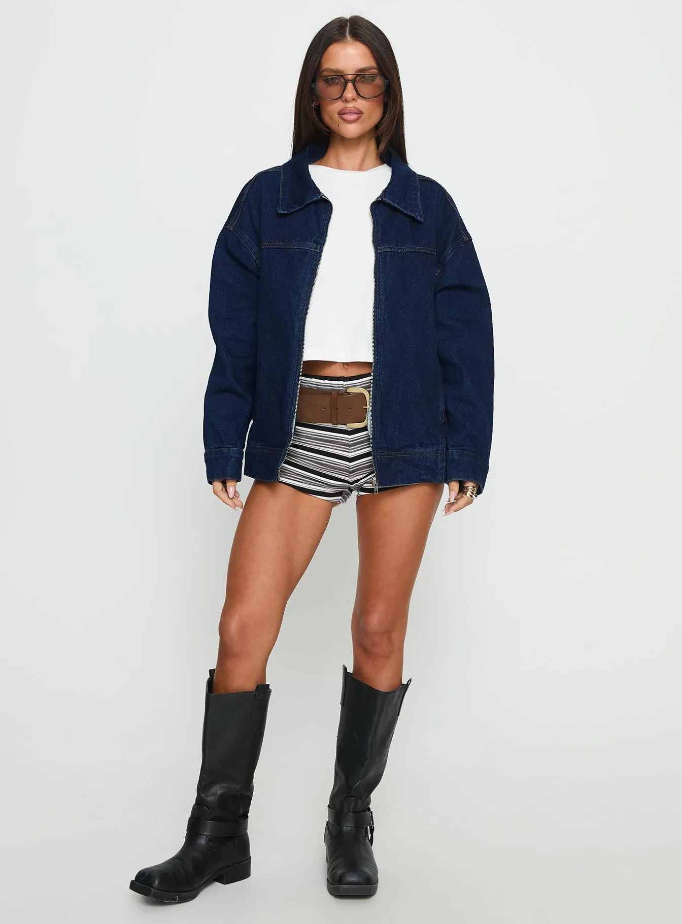 Goldsmith Denim Bomber Jacket Dark Wash sold by Princess Polly product image thumbnail 2