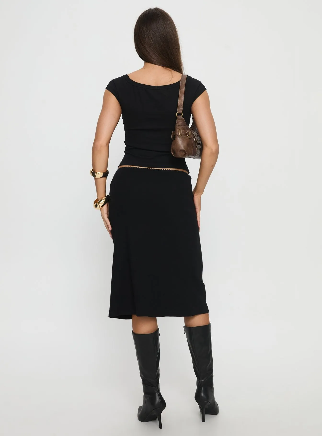 Baseline Rib Midi Skirt Black sold by Princess Polly product image thumbnail 5