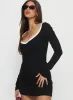 Baseline V Neck Long Sleeve Top Black / White sold by Princess Polly