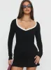 Baseline V Neck Long Sleeve Top Black / White sold by Princess Polly