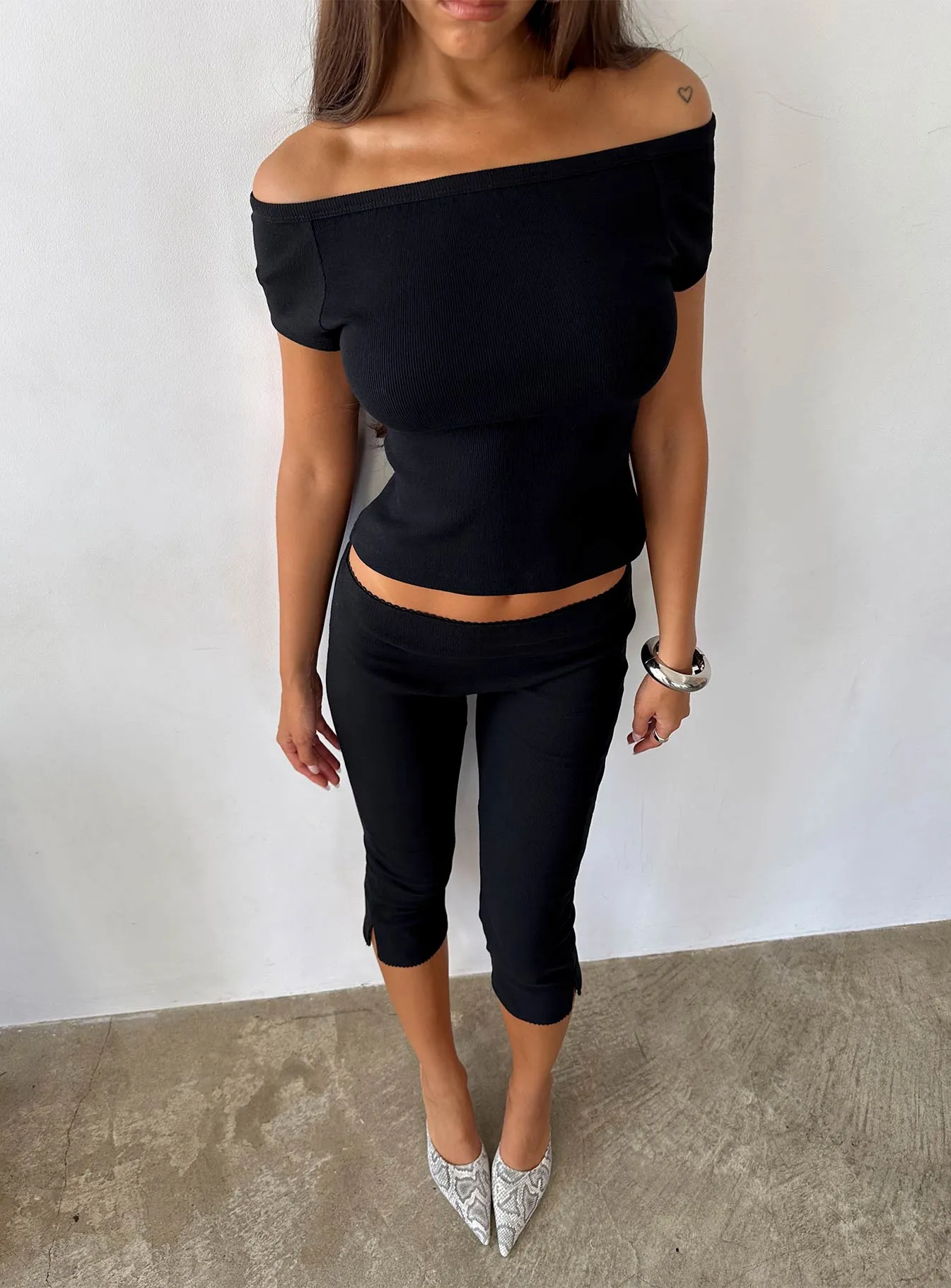 Baseline Boat Neck Top Black sold by Princess Polly