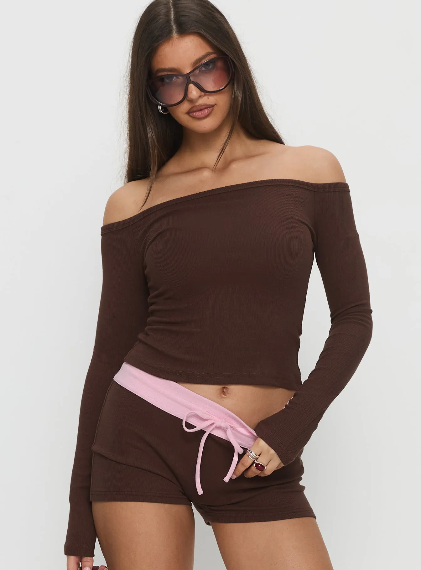 Baseline Off Shoulder Top Brown sold by Princess Polly product image thumbnail 2