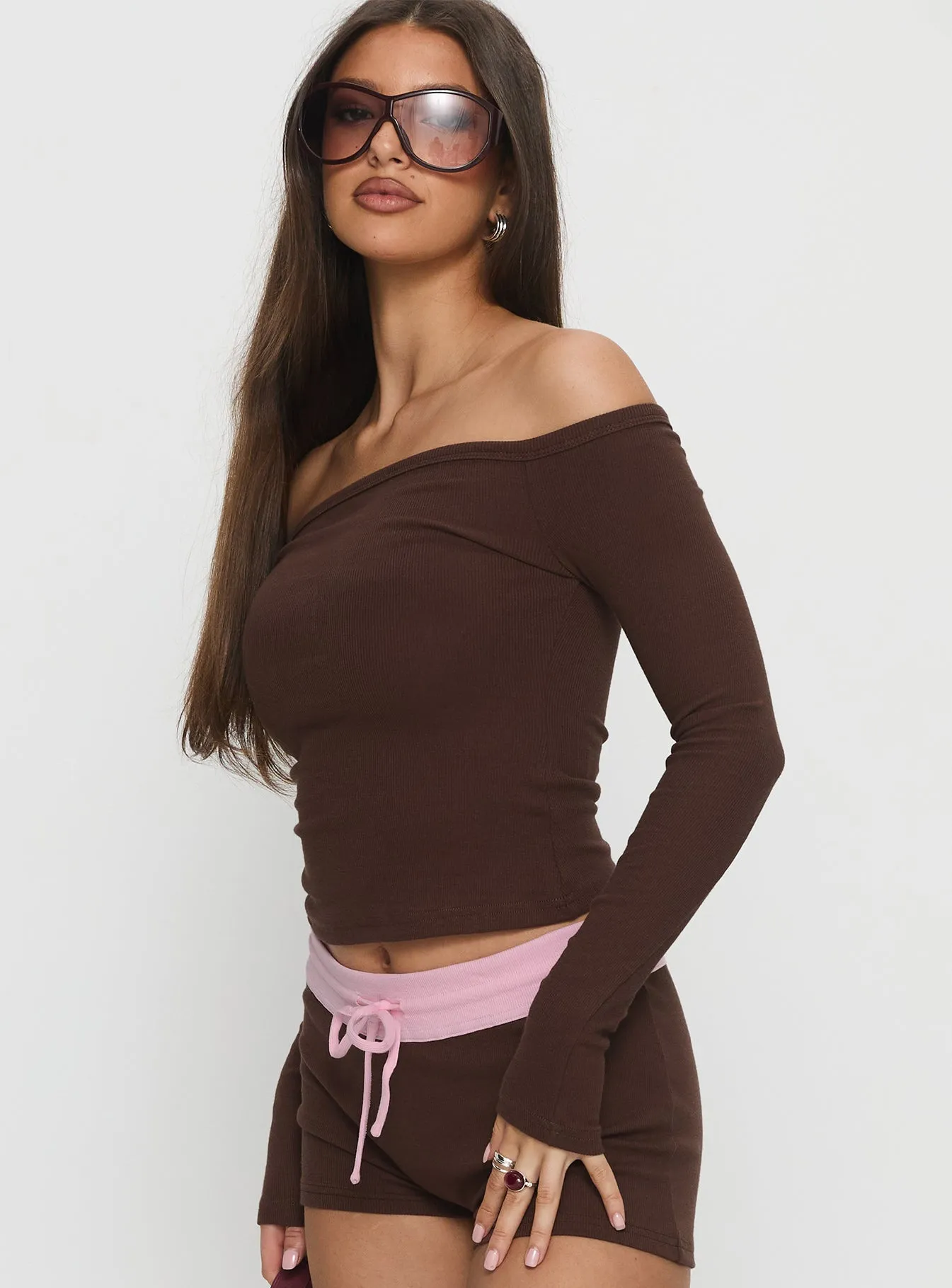 Baseline Off Shoulder Top Brown sold by Princess Polly product image thumbnail 4