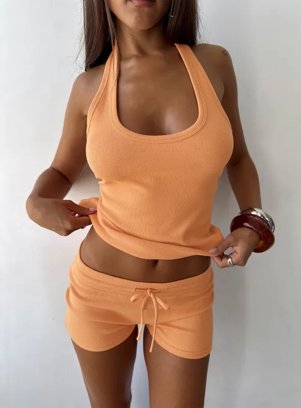 Baseline Rib Micro Shorts Orange sold by Princess Polly