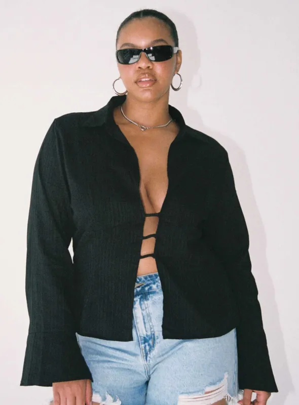 Nial Long Sleeve Top Black Curve sold by Princess Polly