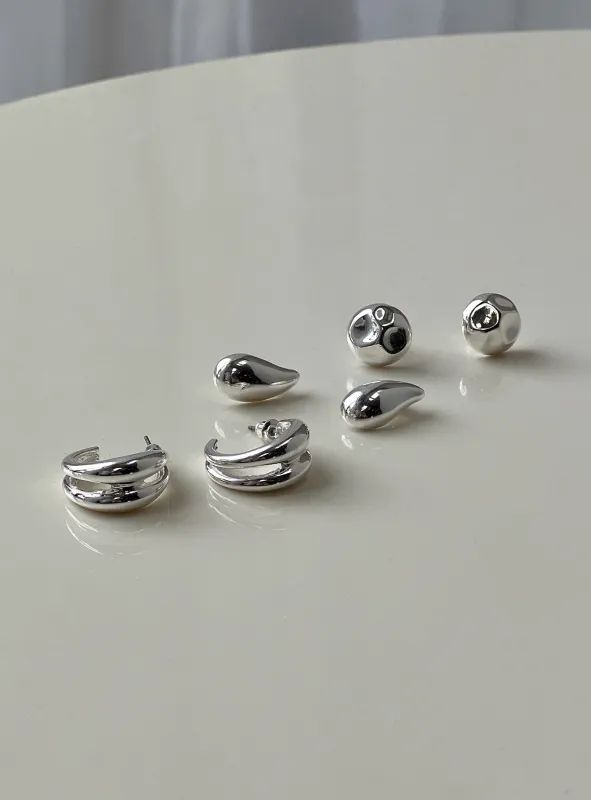 Run The Party Earring Pack Silver sold by Princess Polly
