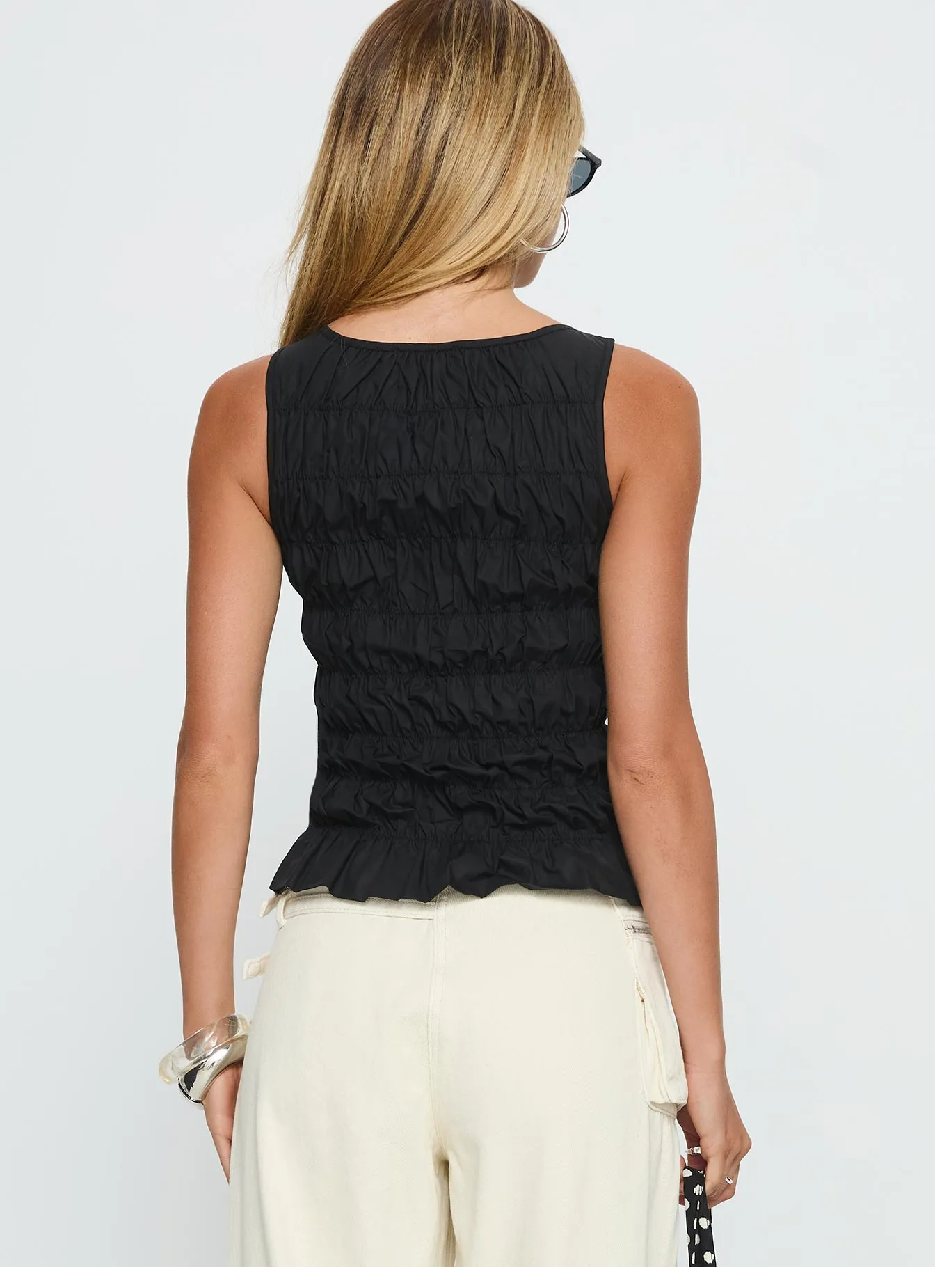 Marleene Shirred Top Black sold by Princess Polly product image thumbnail 4