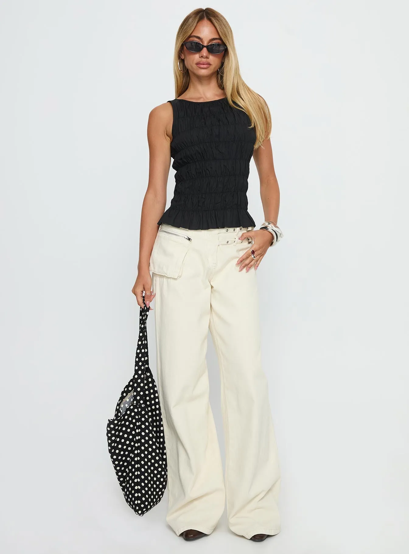 Marleene Shirred Top Black sold by Princess Polly product image thumbnail 2
