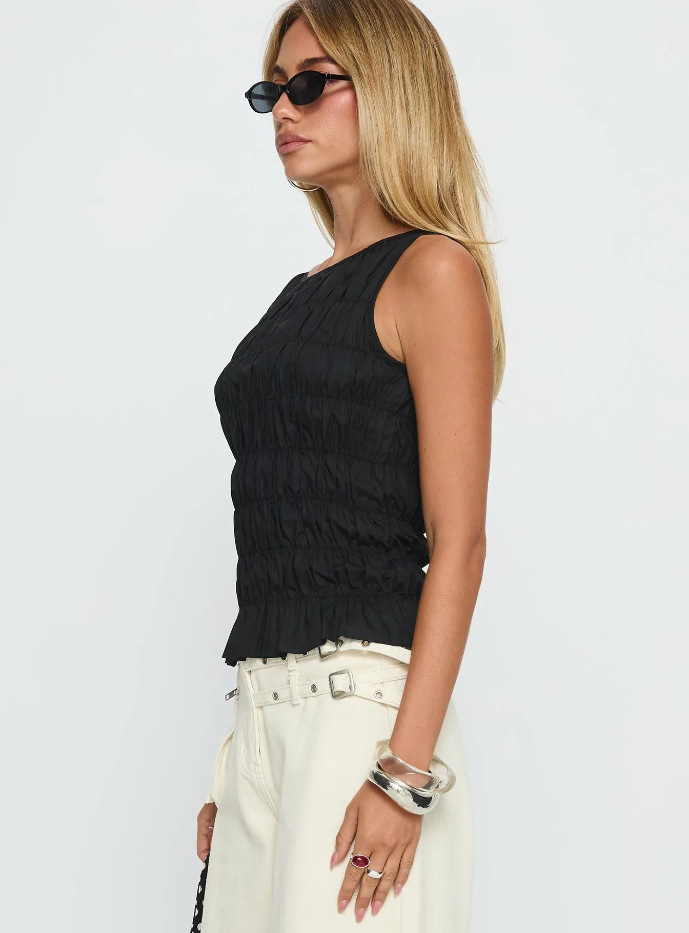 Marleene Shirred Top Black sold by Princess Polly product image thumbnail 3