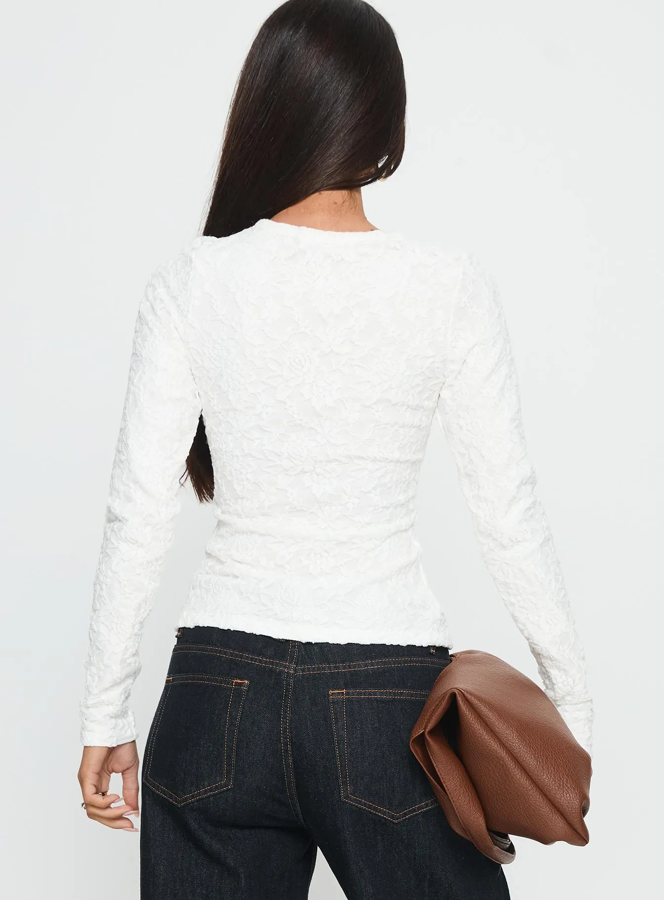 Passoni Long Sleeve Lace Top White sold by Princess Polly product image thumbnail 5