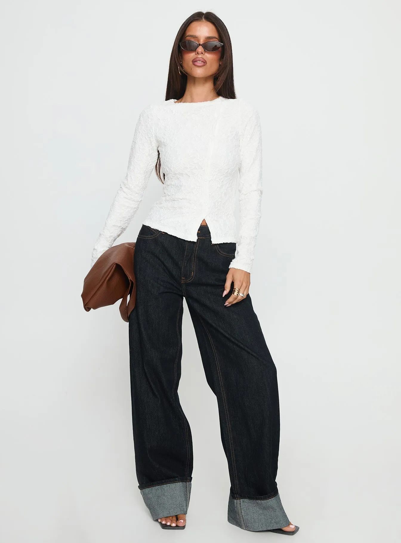 Passoni Long Sleeve Lace Top White sold by Princess Polly product image thumbnail 3