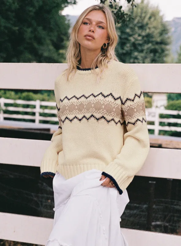 Madalynn Knit Graphic Jumper Beige sold by Princess Polly